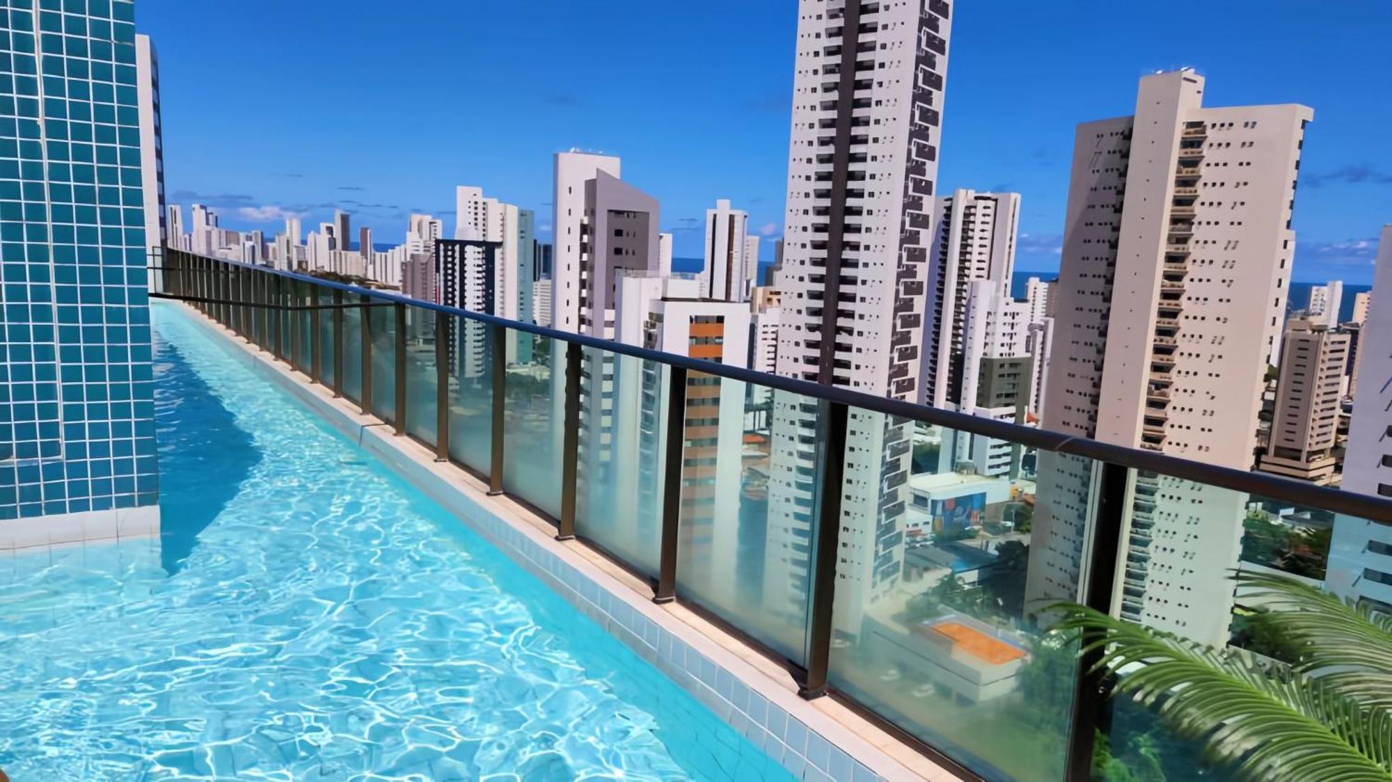 Flat Piscina No Rooftop Aluguel Temporada Em Recife Esterno foto