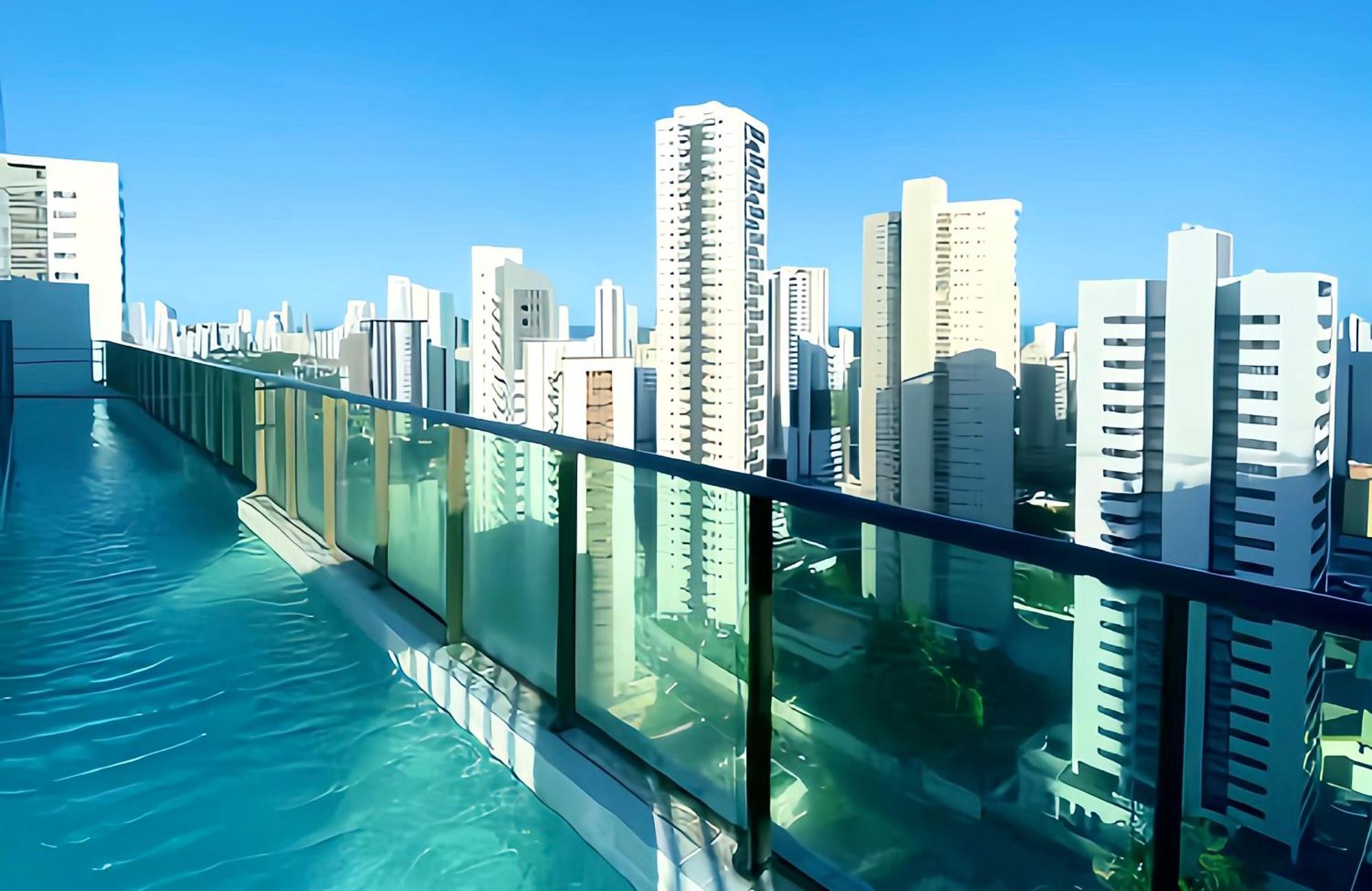 Flat Piscina No Rooftop Aluguel Temporada Em Recife Esterno foto