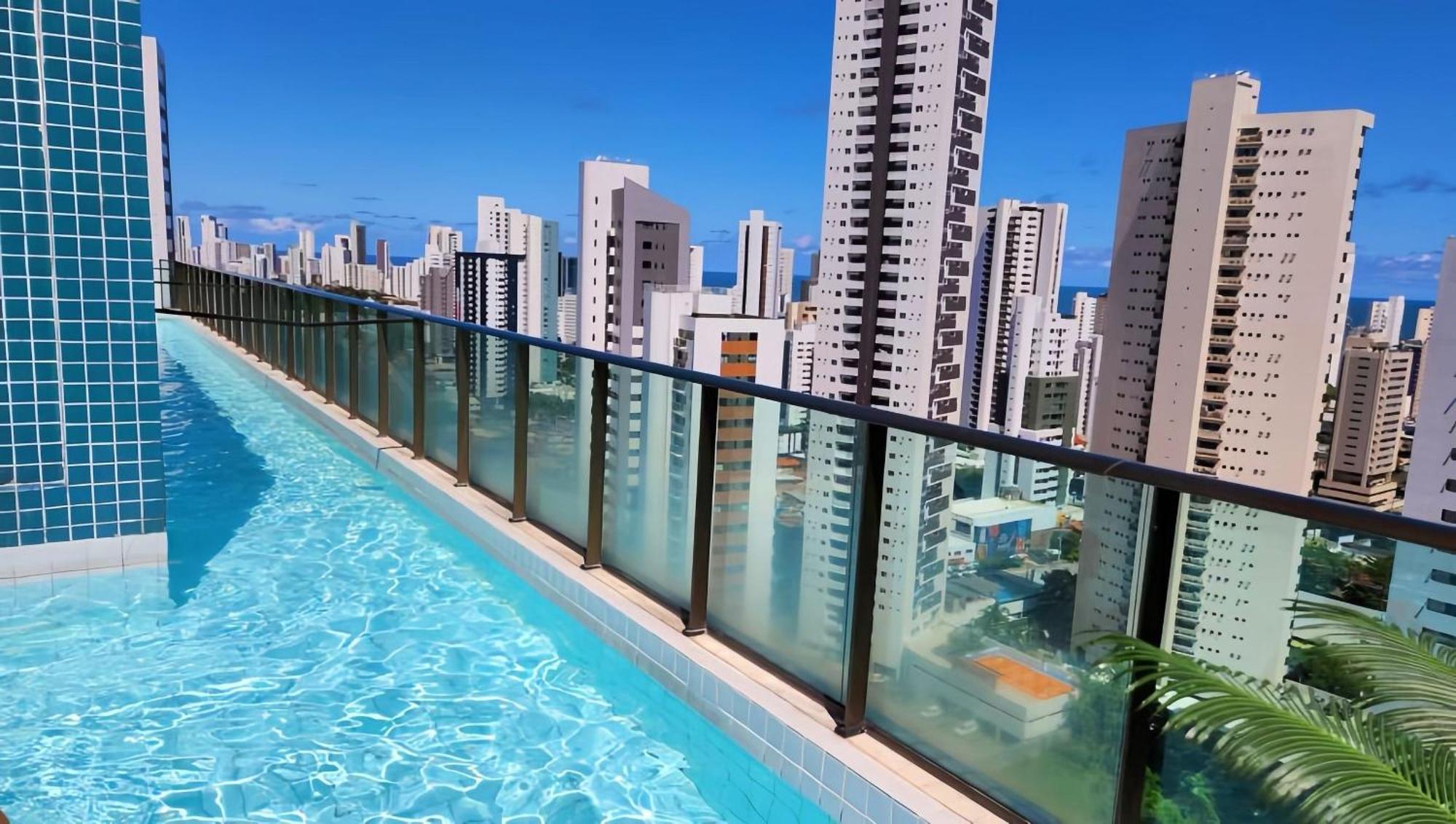Flat Piscina No Rooftop Aluguel Temporada Em Recife Esterno foto