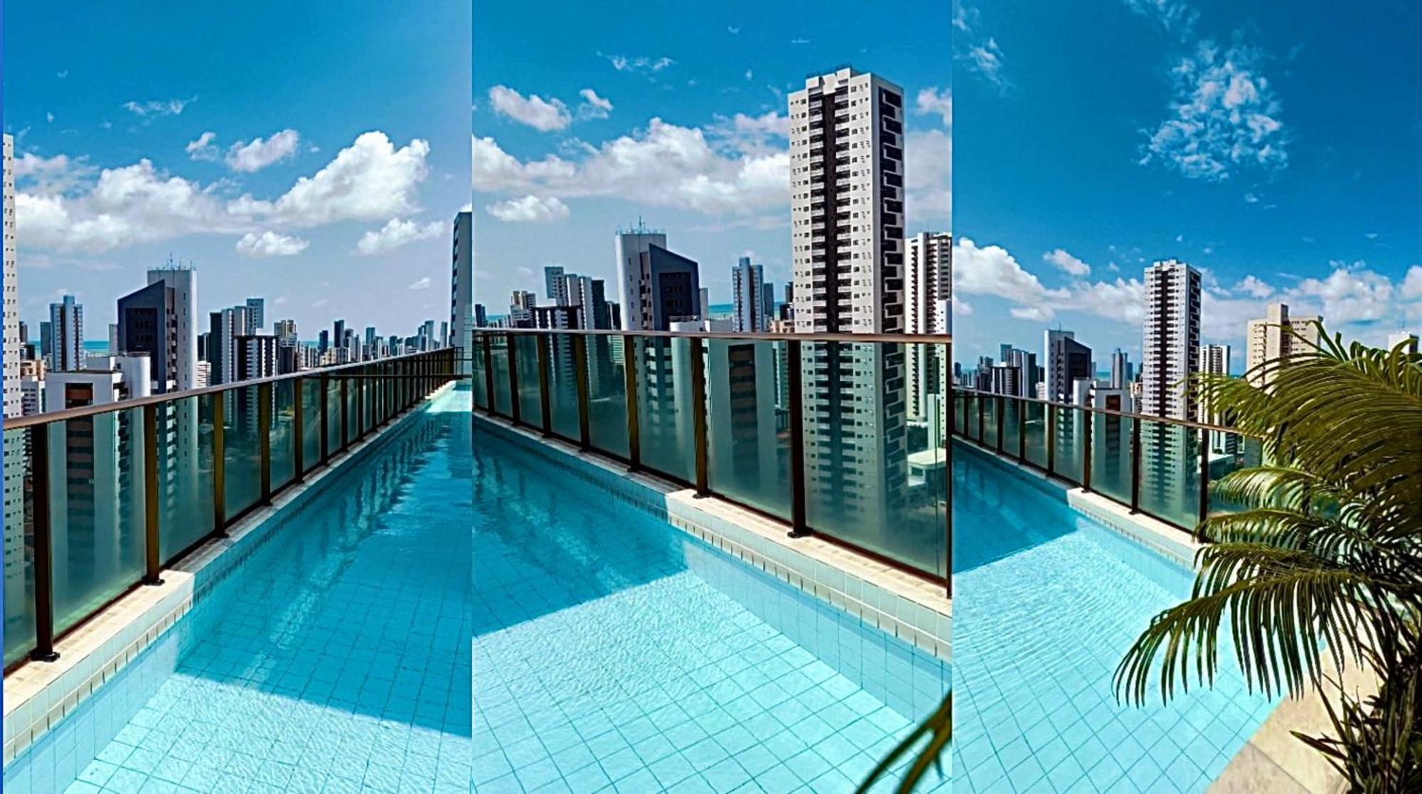 Flat Piscina No Rooftop Aluguel Temporada Em Recife Esterno foto
